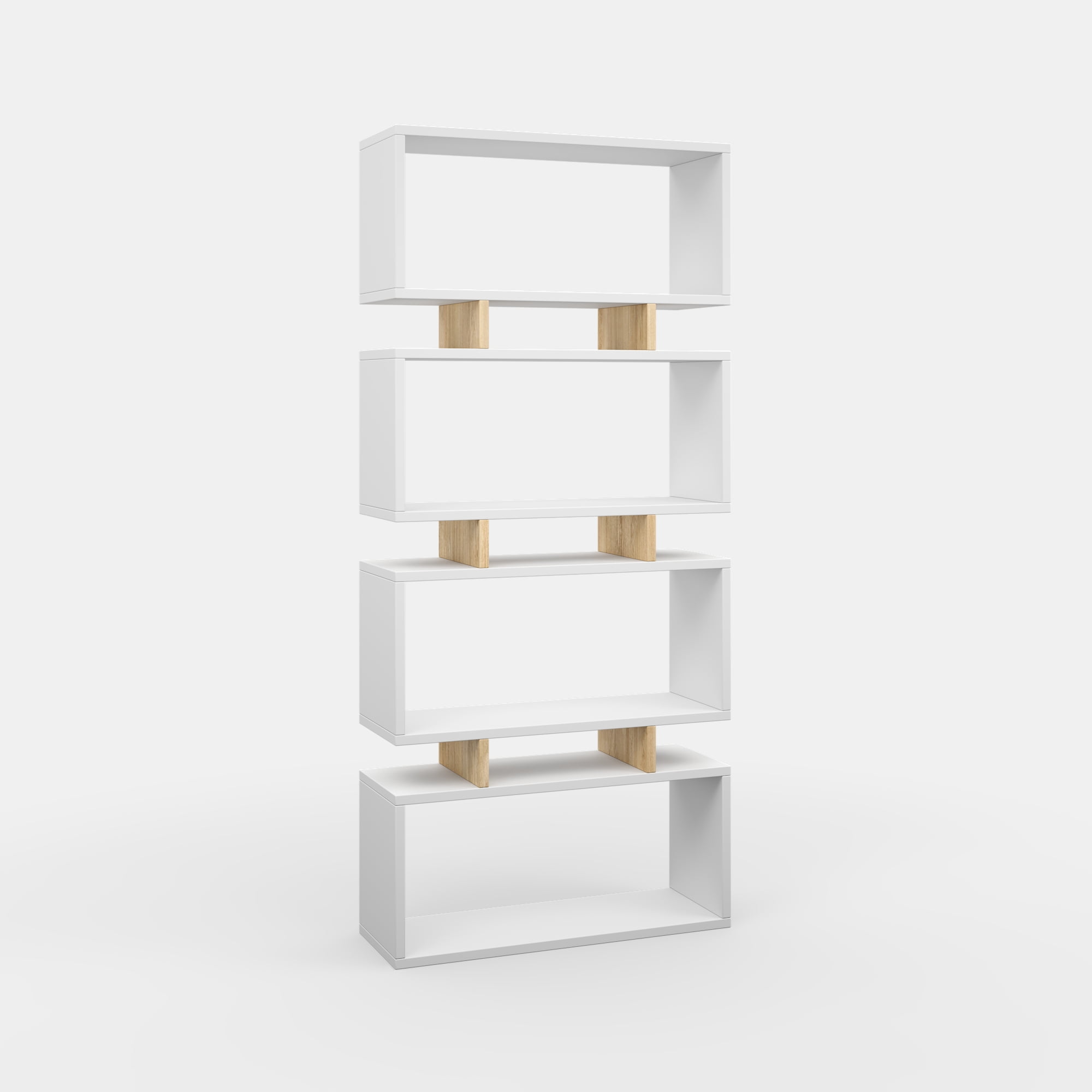 Ada Home Decor Langdon 4 Tier Bookcase, Oak/White