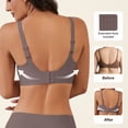 thumbnail image 5 of Qylux Bras For Women No Underwire Deep V Mesh Comfortable Bralette Seam-Free Full-Coverage Daily Bra，Coffee，S, 5 of 9
