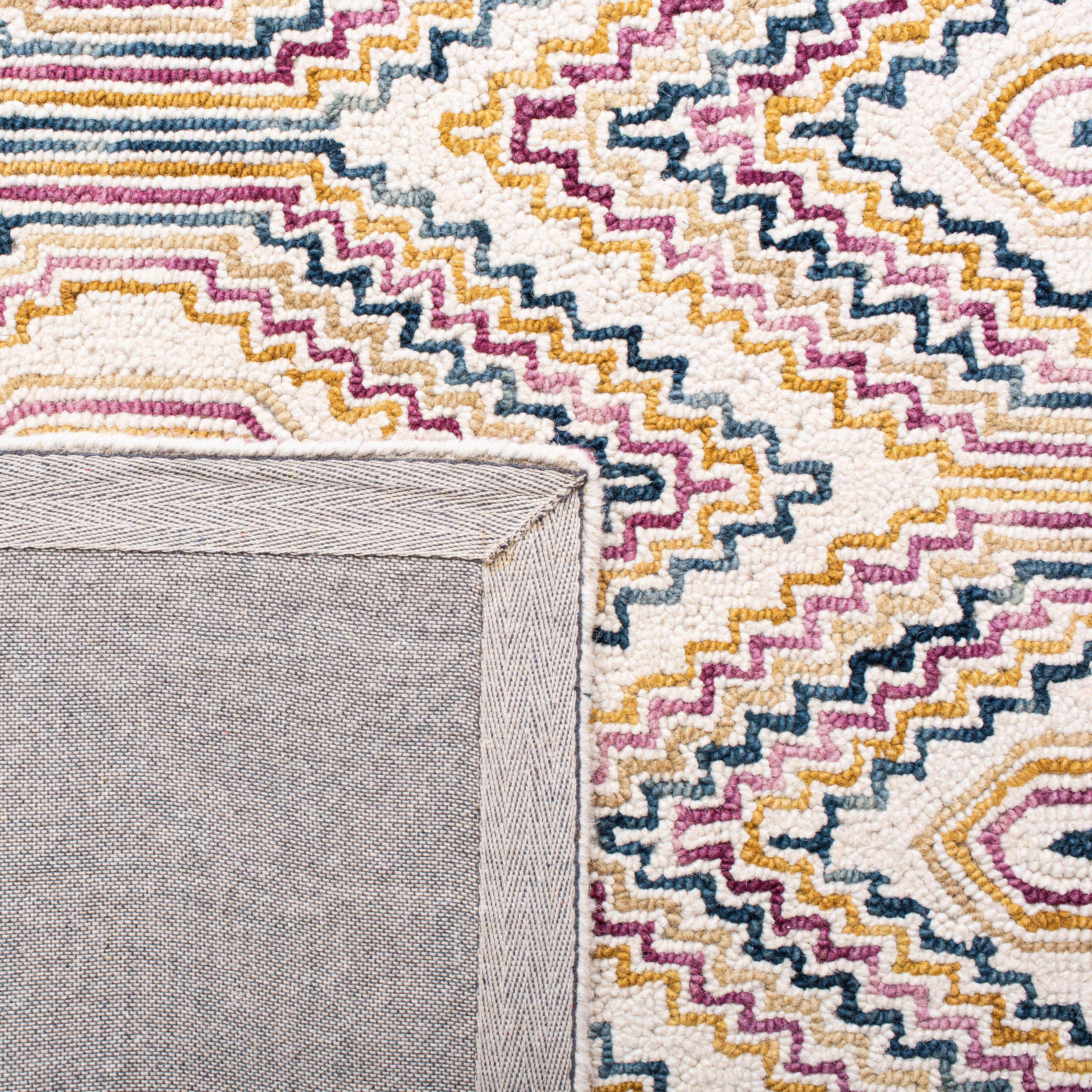 SAFAVIEH Aspen Jessamine Geometric Wool Runner Rug, Ivory/Rust, 2'3" x 7'
