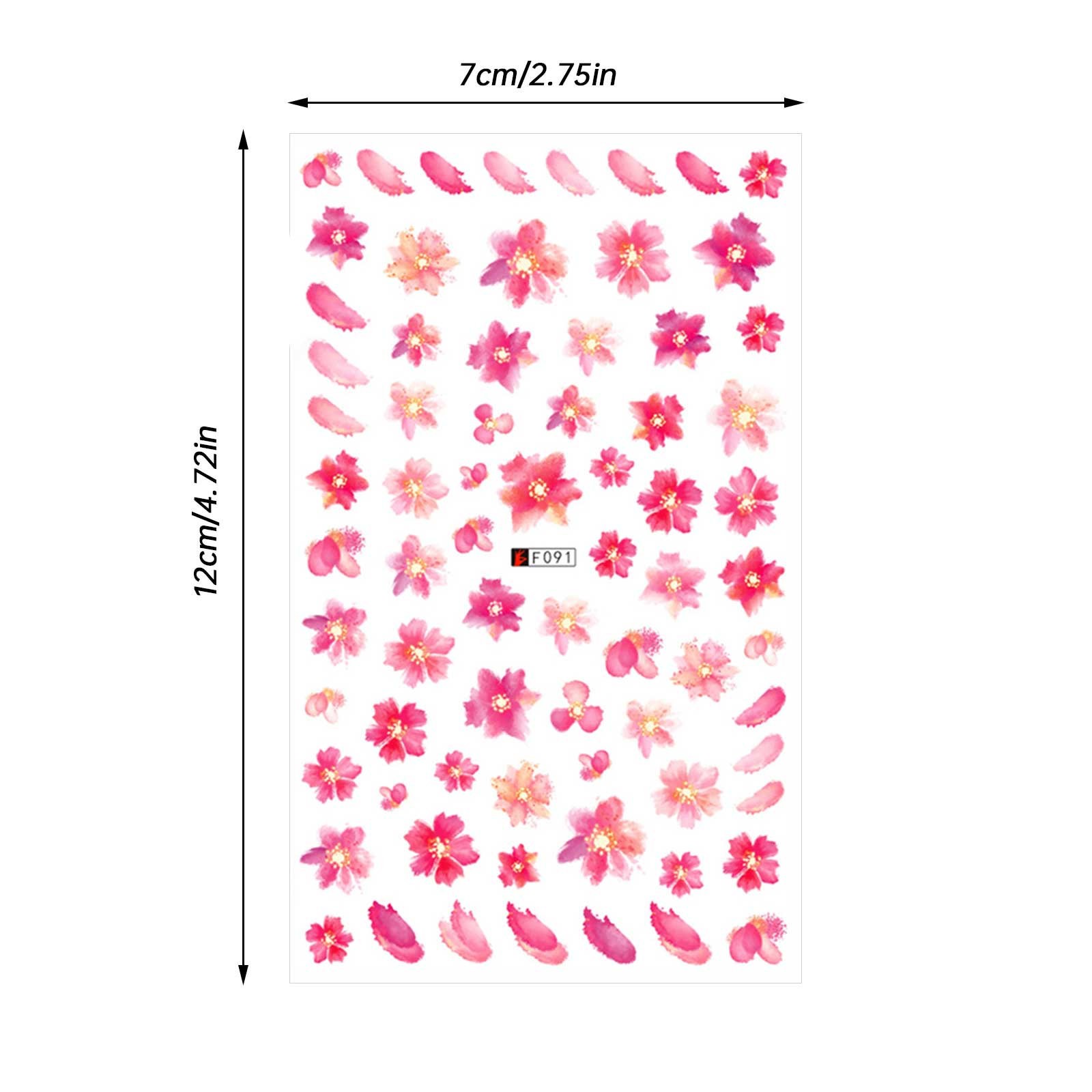 Decal Sticker Nails Nail Sticker Peach Red Dry Flower 3D Back Glue ...