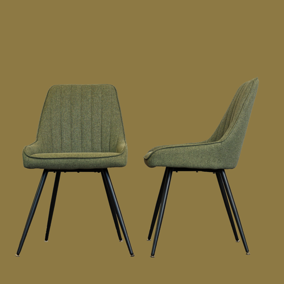 KOSSMAI Set of 2 Tufted Upholstered Side Fabric Dining Chairs