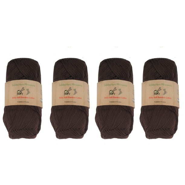 Baby Soft Bamboo Cotton Yarn JubileeYarn Dark Brown 4 Skeins
