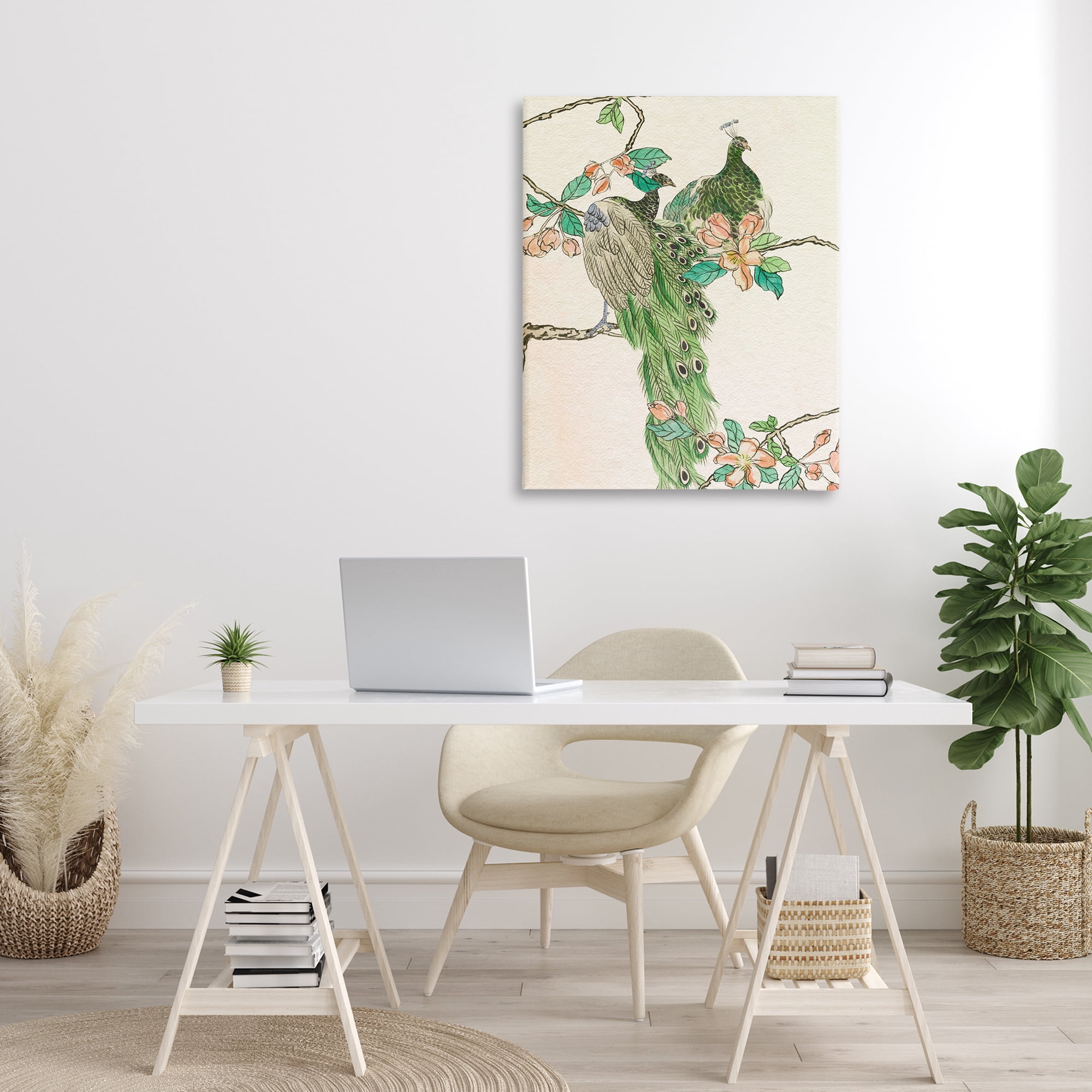 Stupell Industries Traditional Floral Peacock Animals & Insects Painting Gallery Wrapped Canvas Art Print Wall Art, 30 x 40