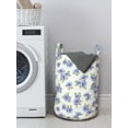 thumbnail image 3 of Floral Laundry Bag, Delicate Flowers and Leaves Botanical Art, Hamper Basket with Handles Drawstring Closure for Laundromats, 13" x 19", Ceil Blue White, by Ambesonne, 3 of 4