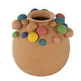 thumbnail image 6 of DecMode 9" Mushroom Round Wide Brown Ceramic Vase with Multicolor Accents and White Speckles, 6 of 9