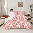 thumbnail image 4 of Feelyou Red Boho Damask Full Size Comforter Sets, Retro Western Fashion Bedding Sets, 3pcs, 4 of 8