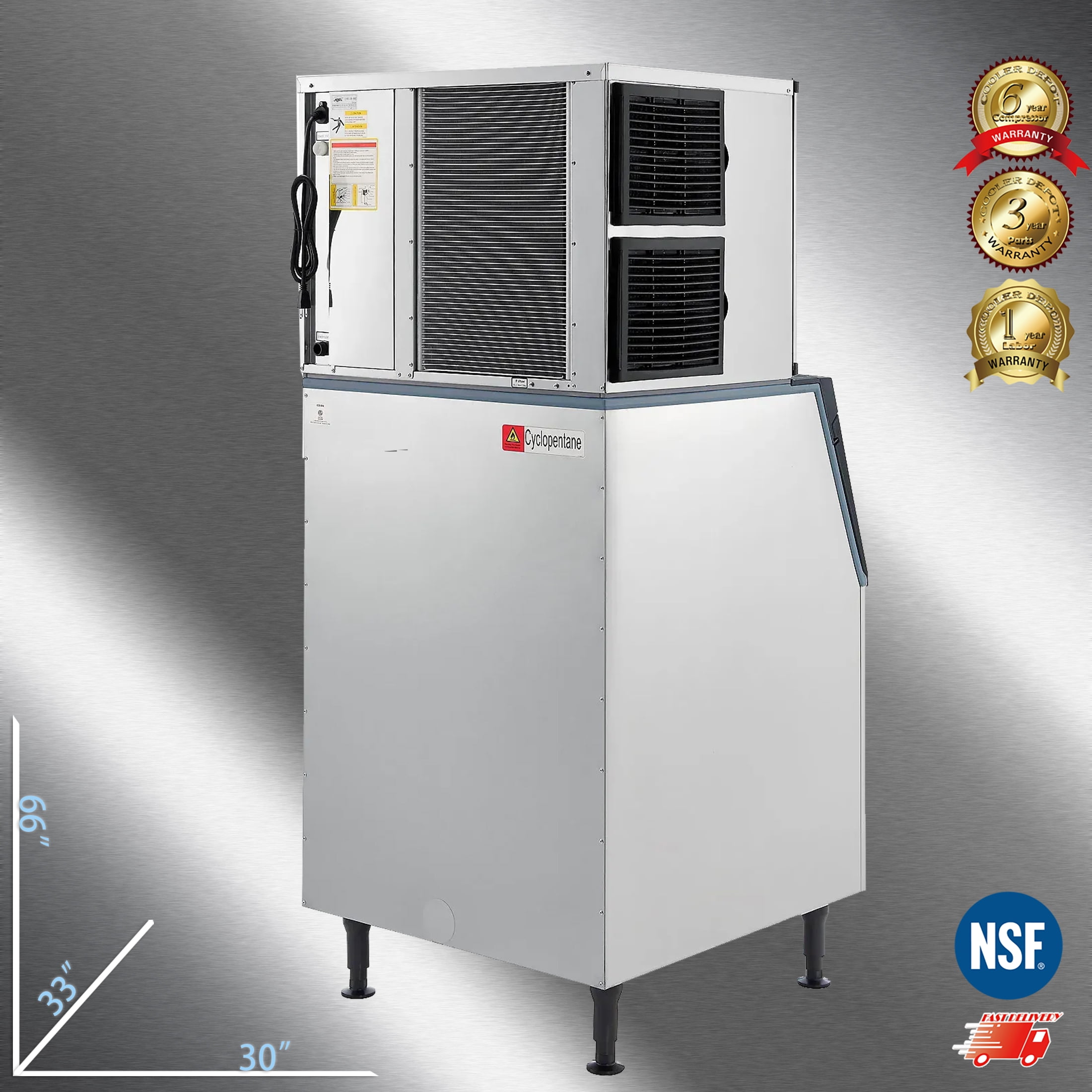 Cooler Depot 1000 lb Commercial Half Cube Ice Maker Machine for Milk Tea & Coffee, NSF-Certified, Model SK-1029