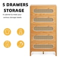thumbnail image 6 of DWVO 5 Drawer Dresser, 47" Tall Rattan Vertical Dresser with Metal Handles, 5 Layers Wood Storage Cabinet, Chest of Drawers for Bedroom, Living Room, Oak Color, 6 of 6