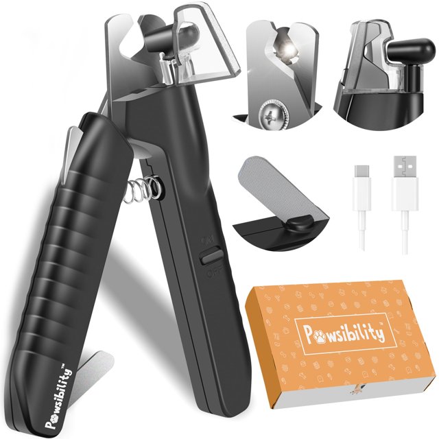 Cortaúñas para mascotas Pawsibility con luz LED recargable por USB
