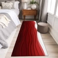 thumbnail image 4 of 2'x6' Rug Runners for Hallways Kitchen, Red Ombre Stripes Non Slip Entryway Beside Floor Carpet Runner, Modern Abstract Sea Waves Aesthetic Washable Laundry Room Bedroom Throw Rugs Mat for Family Pet, 4 of 8