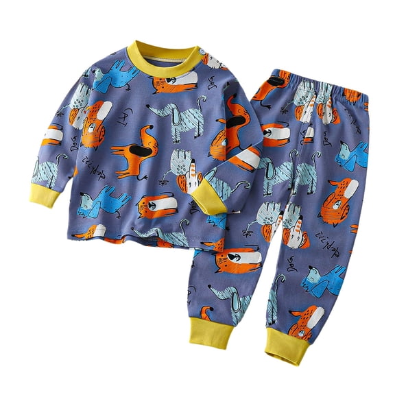 MEZZALL Girls Long Sleeve Outfit Sets Cute Dinosaur Ice Print Long Sleeve O-Neck Tops Pants Home Outfit Sets Kids Lightweight Summer Clothes Sets Kids Breathable Comfort