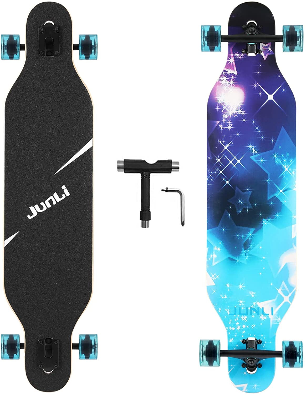 Carving Free-Style and Downhill Junli 41 Inch Freeride Skateboard Longboard Complete Skateboard Cruiser for Cruising