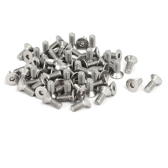 M4x10mm 304 Stainless Steel Flat Head Hex Socket Screws Fasteners DIN7991 60pcs