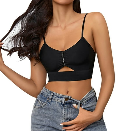 

Fabiurt Women s Bra Women Vest Scoop T Shirts Sport Crew Neck Sleeveless Female Tank Top Black