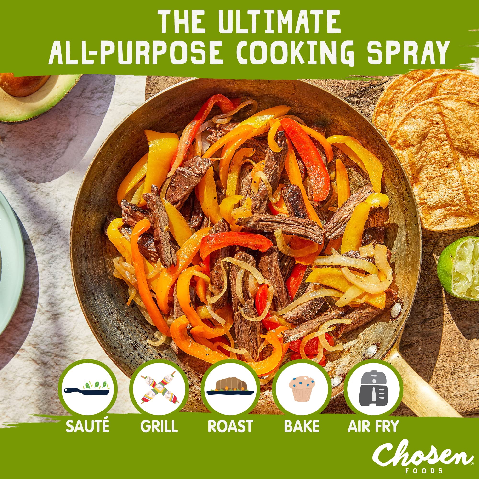 Chosen Foods 100% Pure Avocado Oil Spray, Keto and Paleo Diet Friendly, Kosher Cooking Spray for Baking, High-Heat Cooking and Frying (6 oz, 6 Pack)