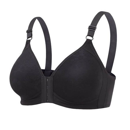 WDDDD Women s Button Mothers Underwear Middle Women Elderly Thin No Steel Ring Front Button Black 38