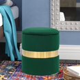 thumbnail image 2 of Homebeez Round Velvet Storage Ottoman,Vanity Stool Modern Upholstered Footstool Green , Pack of 2, 2 of 5
