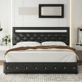 Homfa King LED Bed Frame with 4 Storage Drawer, Upholstered Platform