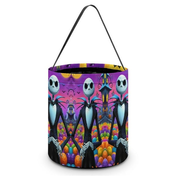 Jack-Skellington Halloween Candy Bag, Trick Or Treat Bags - Light Candy Buckets & Tote Bags for Halloween Parties