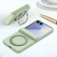 thumbnail image 4 of TECH CIRCLE for Galaxy Z Flip 6 2024 6.7" Magnetic Phone Case with Rotating Kickstand Grip Ring Holder, Compatible with MagSafe, Built-in Tempered Glass Screen Protector, Protective Slim Cover, Green, 4 of 7