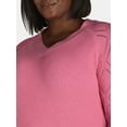 thumbnail image 4 of Terra & Sky Women's Plus V-Neck Pointelle Knit Sweater, Midweight, Sizes 1X-5X, 4 of 5