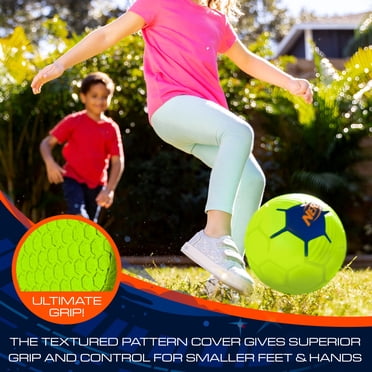 NERF Proshot Soccer Ball Size 4 For Kids | Indoor + Outdoor Youth Ball With Air Pump | Soft PVC Cover