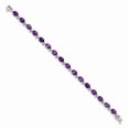 thumbnail image 2 of Real 14kt White Gold Amethyst Chain Bracelet; 7 inch; for Adults and Teens; for Women and Men, 2 of 2