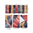 thumbnail image 3 of Red Orange Blue Curtain Valance for Windows/Living Room/Kitchen/Bathroom/Café, Short Rod Pocket Tier Curtain Window Treatment Panel Modern Color Block Striped Topper Curtain 42''x12'', 3 of 6