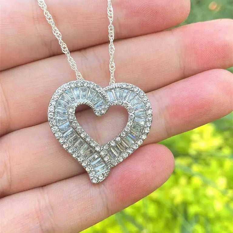 Heart-Shaped Diamond Pendant Necklace