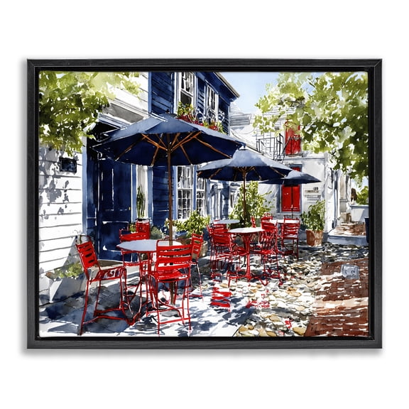 Stupell Industries Traditional Cafe Classic Red Chairs Black Floating Frame Canvas Art, 21 x 17, by Franklyn Gregory