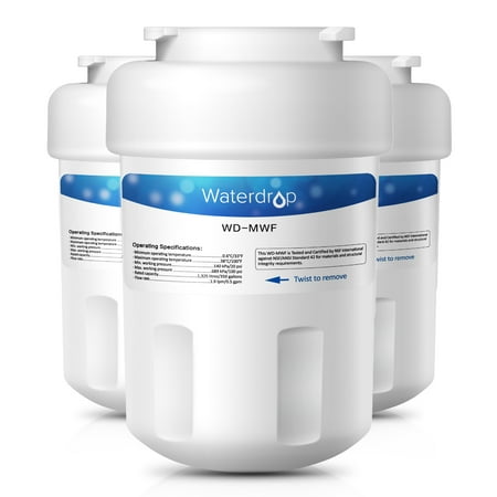 3 Pack Waterdrop MWF Replacement for GE MWF SmartWater, MWFA, MWFP, GWF, GWFA, Kenmore 9991,46-9991, 469991 Refrigerator Water