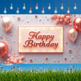thumbnail image 6 of Pink Balloon Happy Birthday Banner Floral Design Pastel Color Birthday Decor for Kids Party Celebration Event, 6 of 7