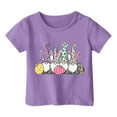 thumbnail image 1 of MIASHUI Haut à Manches Courtes pour Garçons et Filles, T-Shirt Graphique de Pâques, Col Rond d'Été, Violet, 12-13 Ans, 1 of 4