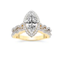 IGI Certified 4 Carat Marquise Shape Lab Grown Diamond Engagement Ring | 14K Yellow Gold | Imperiella Halo Celtic Knot Diamond Ring | FG-VS1-VS2 Quality Friendly Diamonds