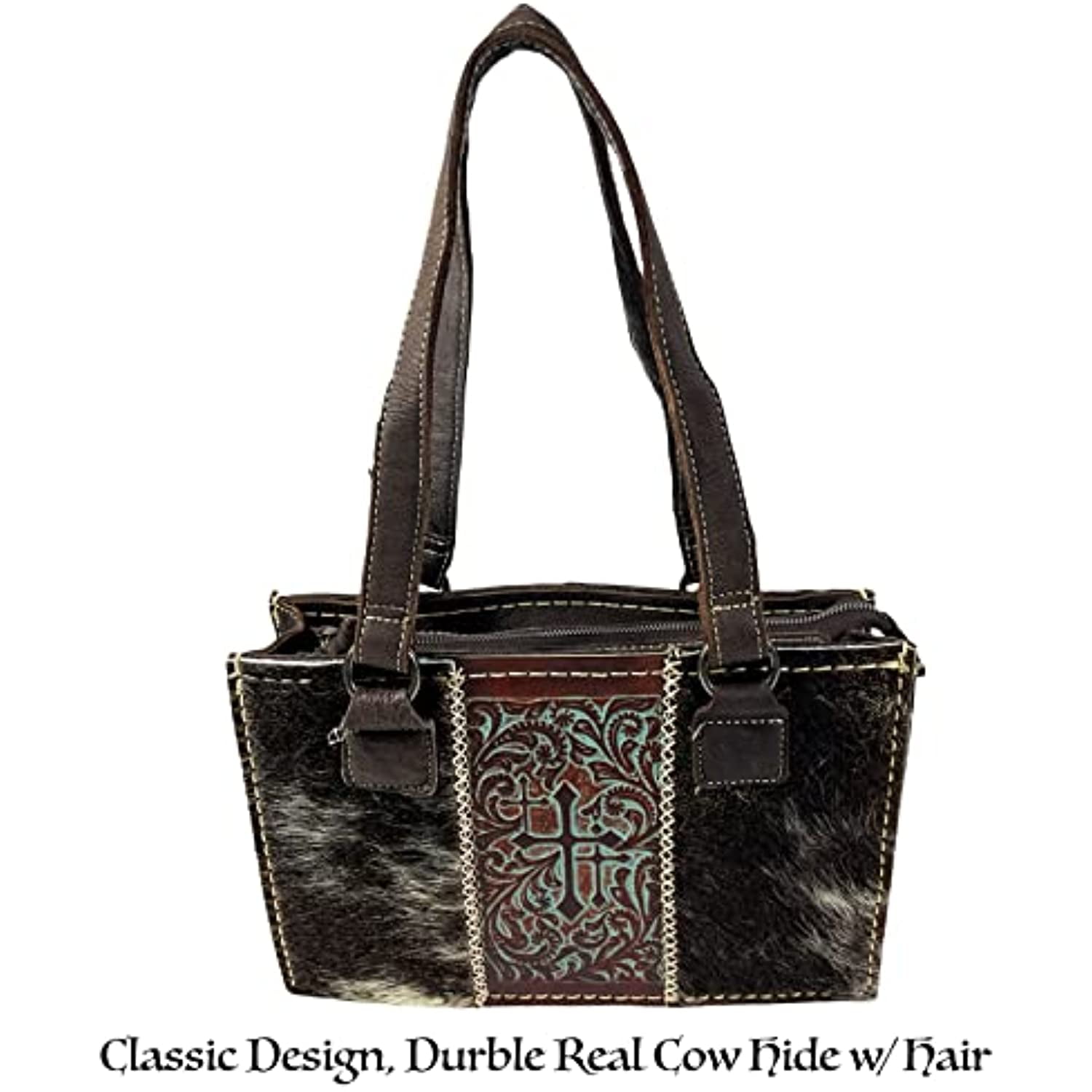 Dark Brown Genuine Leather Satchel Handbags Wide Strap Retro Crossbody Purse  | Baginning