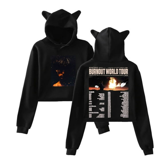BoyWithUke Burnout World Tour 2025 Merch Pullover Female Cat Ears Hoodie Long Sleeve Women's Clothes