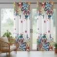 thumbnail image 3 of 2 Panels Outdoor Curtains for Patio Waterproof 54"x84" Boho Flowers Weatherproof Privacy Outsides Curtains, Bohemian Abstract Floral Vintage Wood Plank Grommet Thermal Drapes for Cabana Porch Pergola, 3 of 8