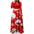 thumbnail image 2 of TopLLC Longues Robe à Manches Col Rond Robe Imprimée Colorée pour Femmes Robe Longue à Manches Longues Robes Imprimées pour Femmes en Liquidation, 2 of 5