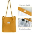 thumbnail image 3 of Wrapables Corduroy Tote Bag, Casual Everyday Shoulder Handbag, 2pc FtGreen/Marigold, 3 of 6