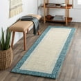 thumbnail image 6 of Boutique Rugs Kuruman Bordered Teal Wool Runner Rug - Teal, Light Gray, Medium Gray - 2'6" x 10' Runner, 6 of 12