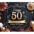 thumbnail image 4 of Golden Frame Happy Birthday Banner Decorative Design Cheers to 50 Years for Celebration Event Party Anniversary, 4 of 8