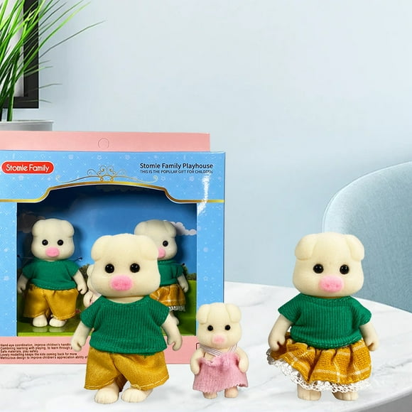 Calico Critters Milk Rabbit Family - Set of 4 Collectible Doll Figures for Children Ages 3+