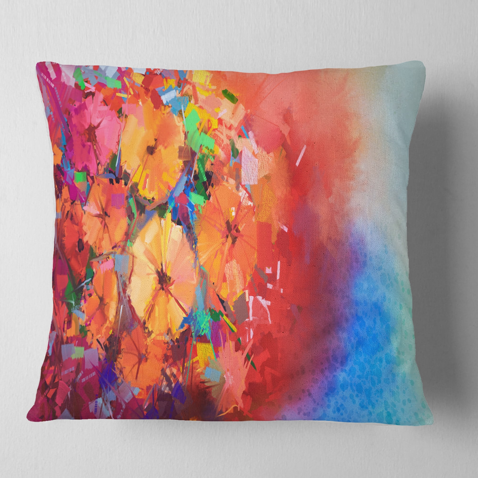 Designart Bouquet of Gerbera Flowers - Floral Throw Pillow - 16x16