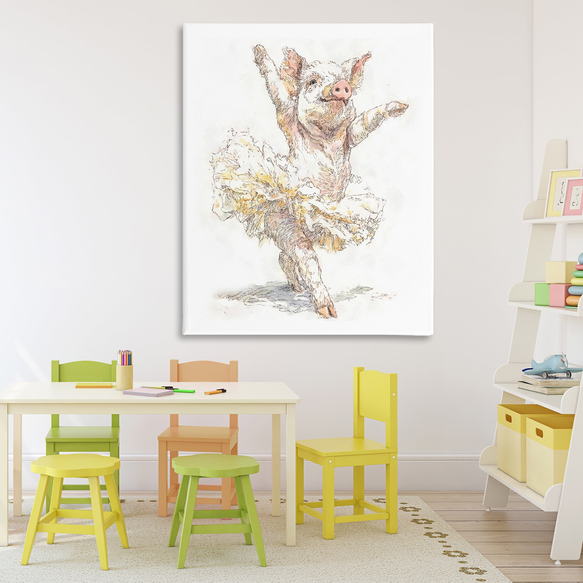 Ballet Pig Tutu Canvas Wall Art, design by Ziwei Li