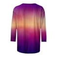 thumbnail image 5 of 3/4 Length Sleeve Graphic Tees Casual Round Neck Fitted Womens Tops Gradient(Purple,3XL), 5 of 5