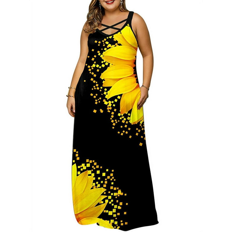 Skksst Womens Sleeveless Kaftan Long Dress Summer Floral Print