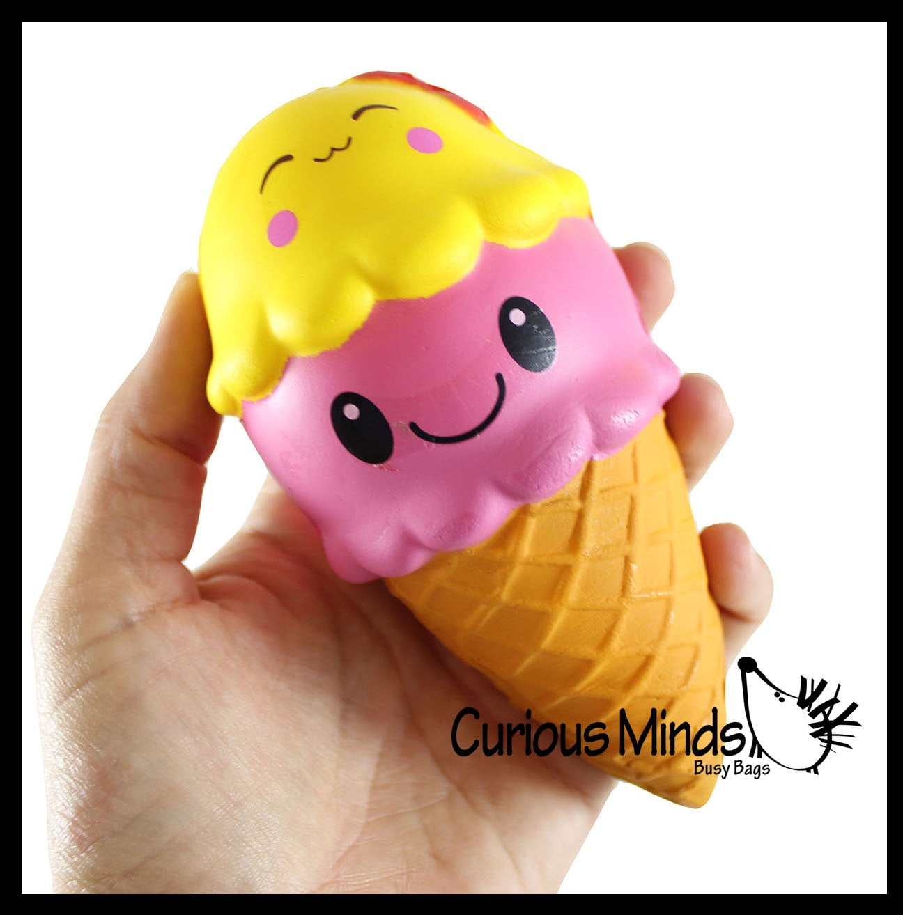 Ice Cream Cone Double Scoop with Face Squishy Slow Rise Foam