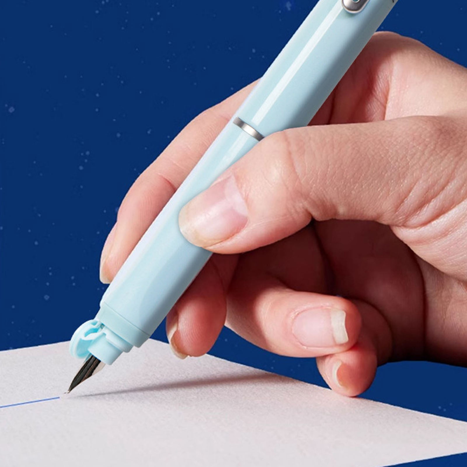 Retractable Fountain Pen 0.015 Inch Nib Transparent Barrel Smooth Writing Pen with Ergonomic Grip Refillable Ink Cartridges for Work Note Taking
