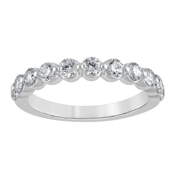 Unique Moments Women's 1.00 ct Round Half Eternity Lab Grown Diamond Wedding Band Ring 14KT White Gold