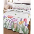 thumbnail image 3 of Quilts Twin Size Bedding Set, Spring Tulips Lightweight Quilted Comforter, Colorful Floral Spring Farmhouse Soft Reversible Bedspread Coverlet with Pillow Covers for All Season, 68" x 86", 3 of 7